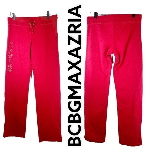 BCBGMAXAZRIA Y2K Red Rhinestone Logo 2 Piece Track Suit, Size Large - Picture 6 of 15